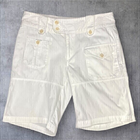 Ralph Lauren Sport Cargo Shorts Womens Sz 6 White Classy Summer Pockets Bermuda - Picture 1 of 12